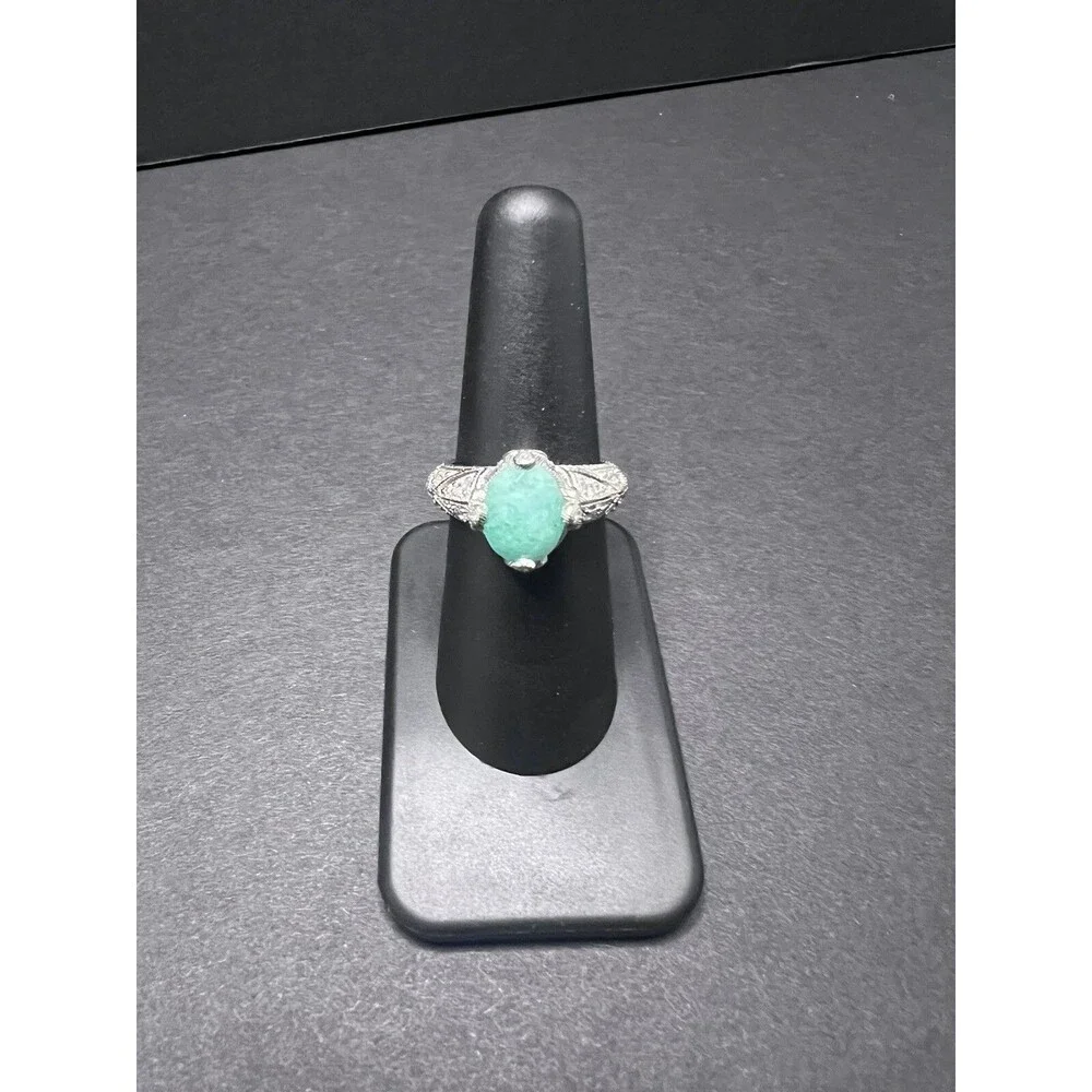 Judith Ripka 925 Sterling Silver Faceted Cushion Aqua Amazonite Ring Size 7